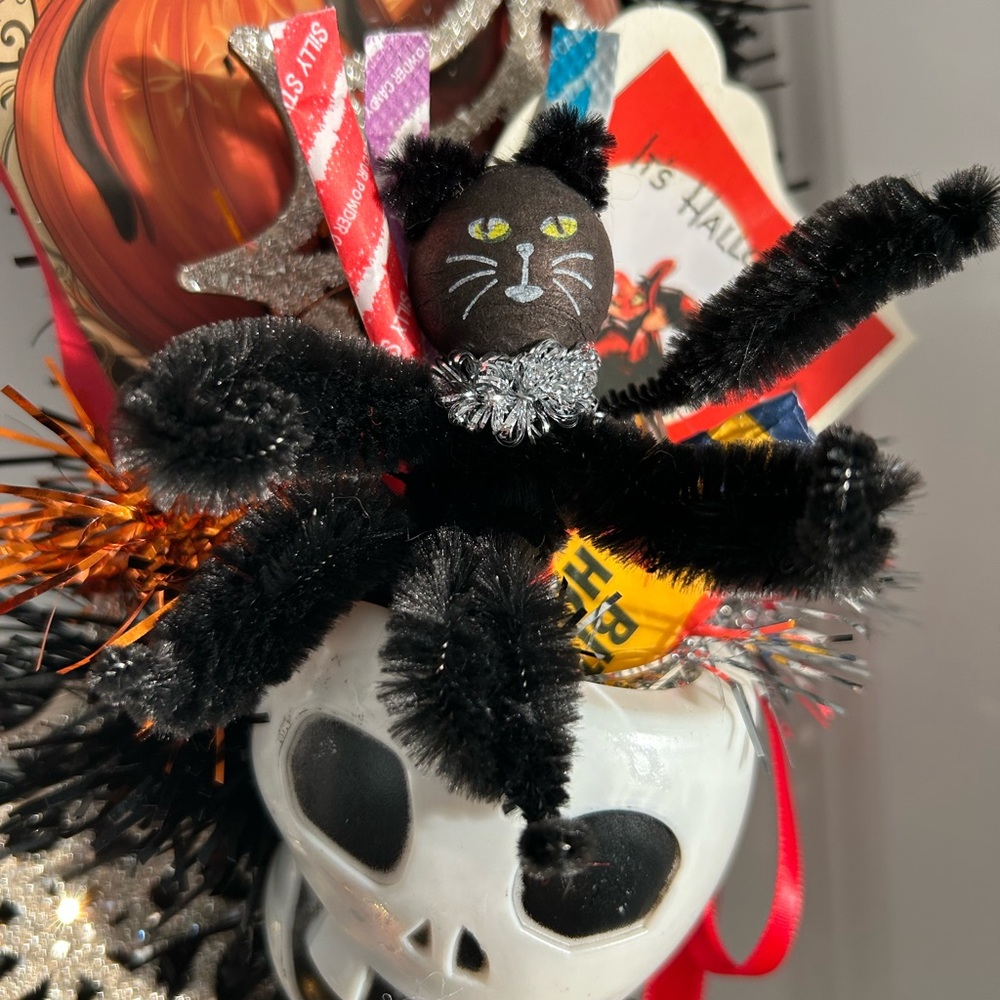 Vintage Repurposed Halloween Festive Holiday Wreath - Picture 12 of 12